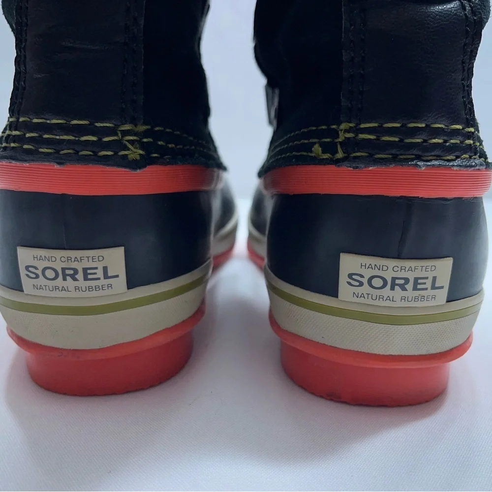 Sorel Waterproof Snow Boots Womens Size 5 Black Red Joan Of Arctic Warm Lined